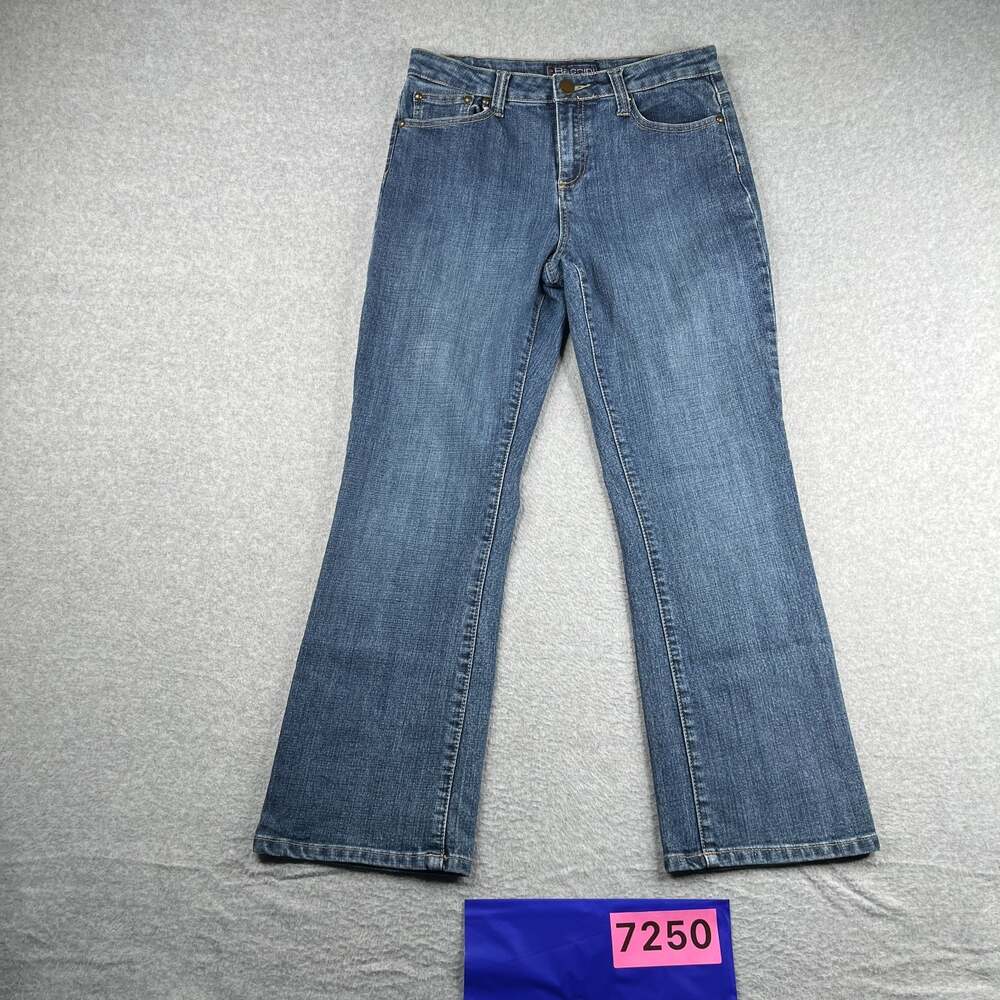 Baccini Denim Jeans Womens Size 8P Blue Embroidered Back Petite